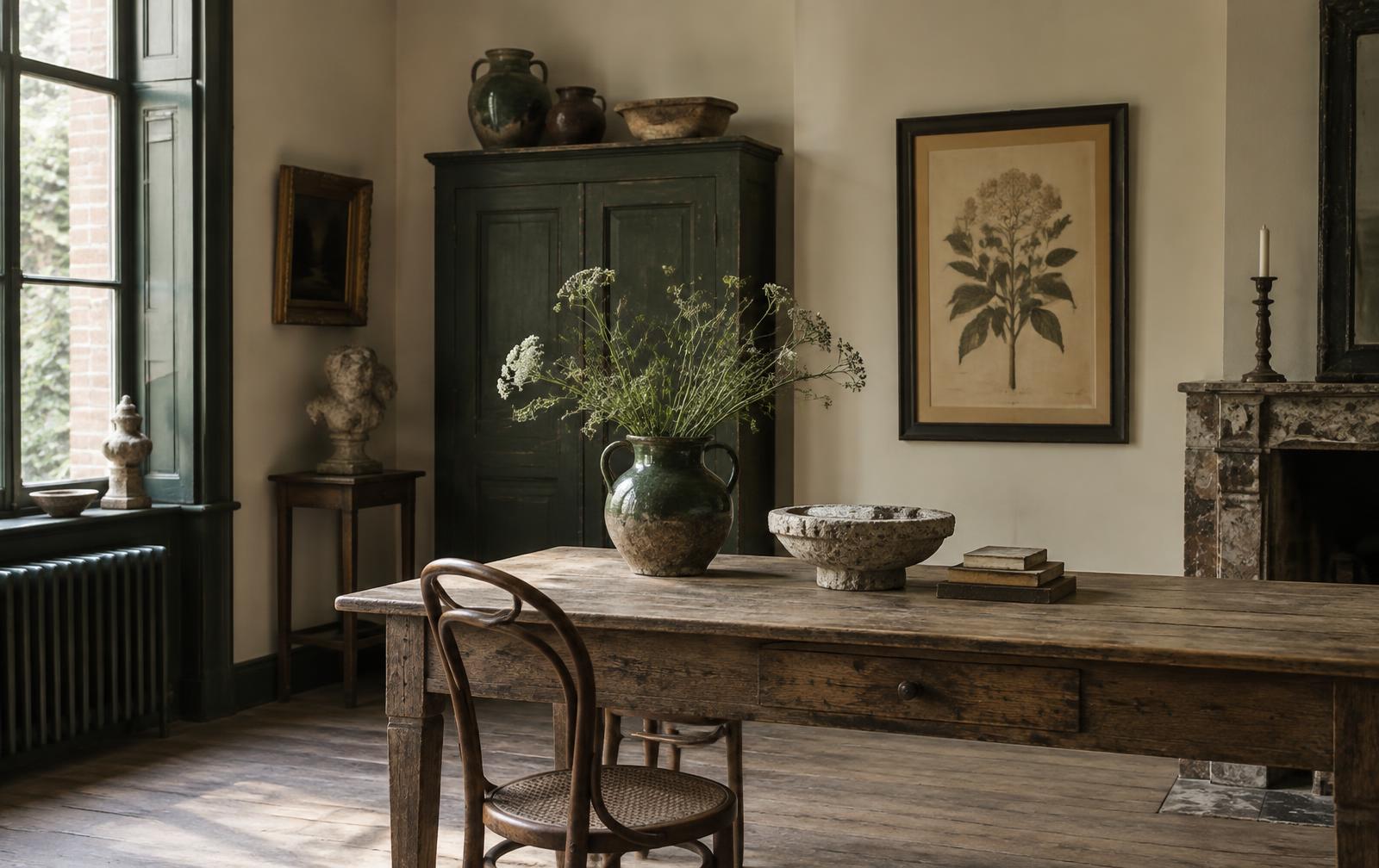 An Antwerp interior furnished with vintage brocante objects